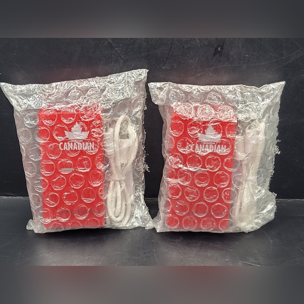 New Set Of 2 Molson Canadian Bluetooth Mini Speaker Promo Red
